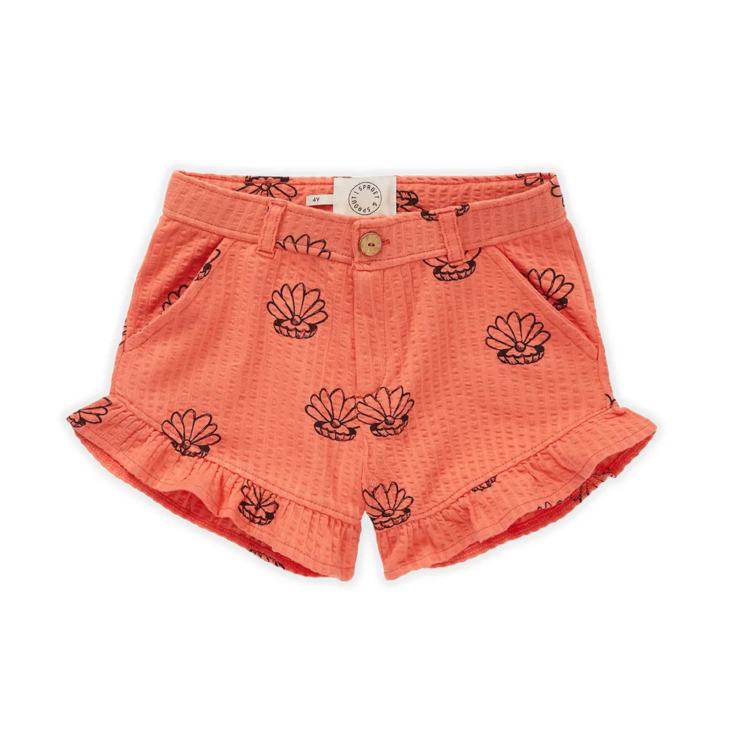 Organic Ruffle Shorts Shell Print