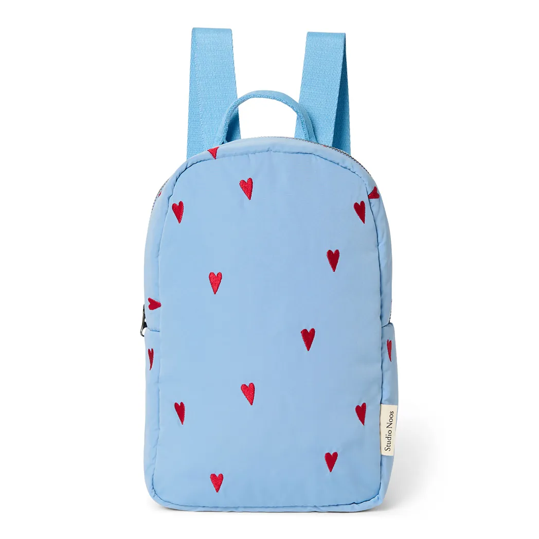 Mini Rucksack Puffy Light Blue Hearts