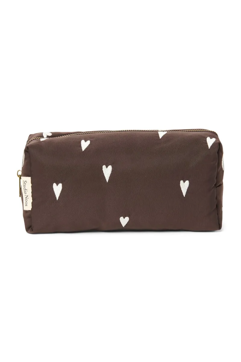 Studio Noos Puffy Pouch | Brown Hearts