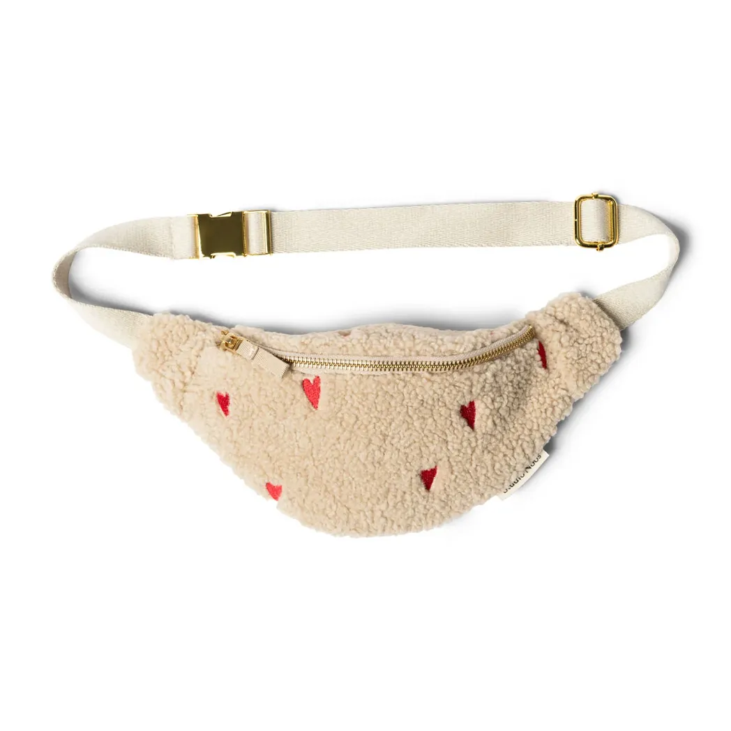 Mini Teddy Fanny Pack Hearts Ecru