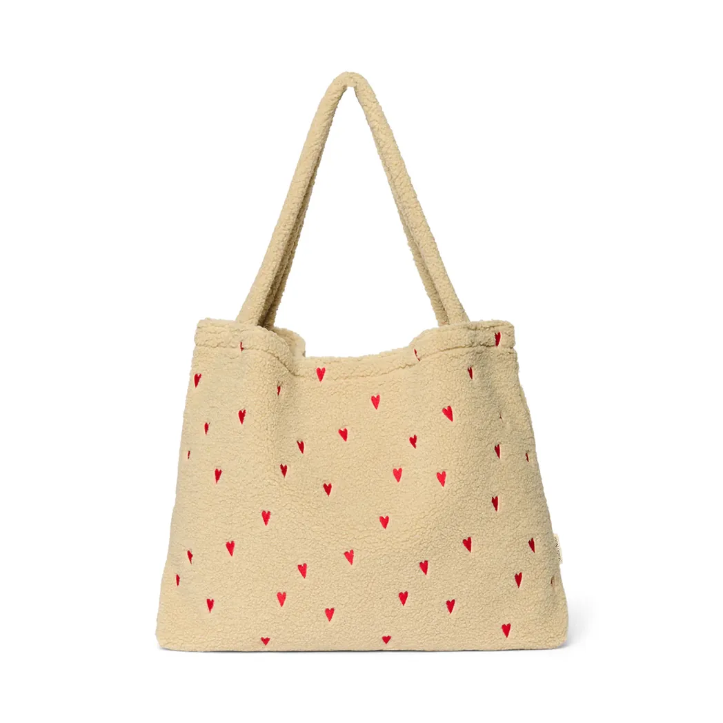 Tragetasche "Mom Bag" Chunky Teddy Hearts Ecru