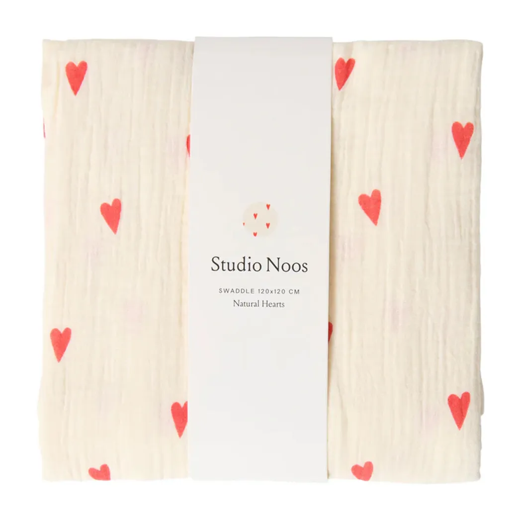 Mulltuch Hearts Neutral 120 x 120 cm