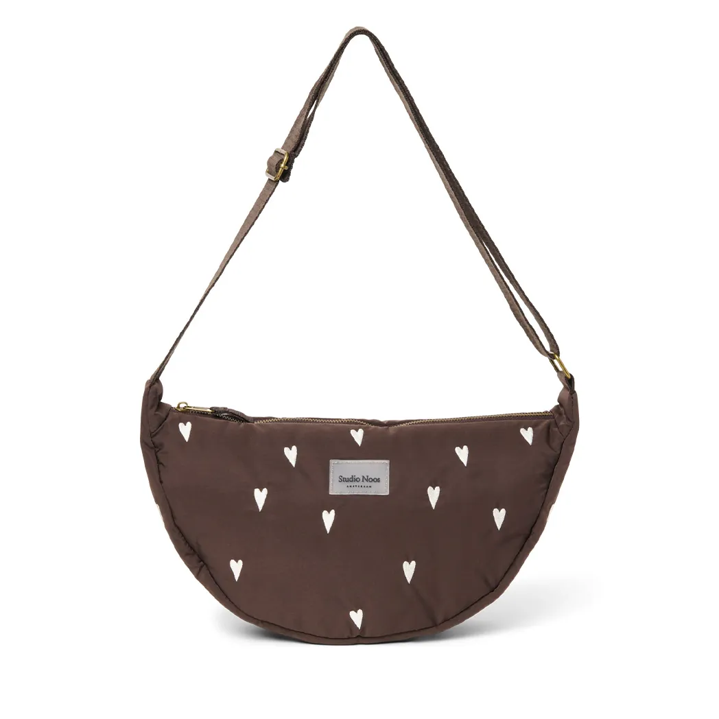 Umhängetasche "Fanny Pack" Puffy Brown Hearts