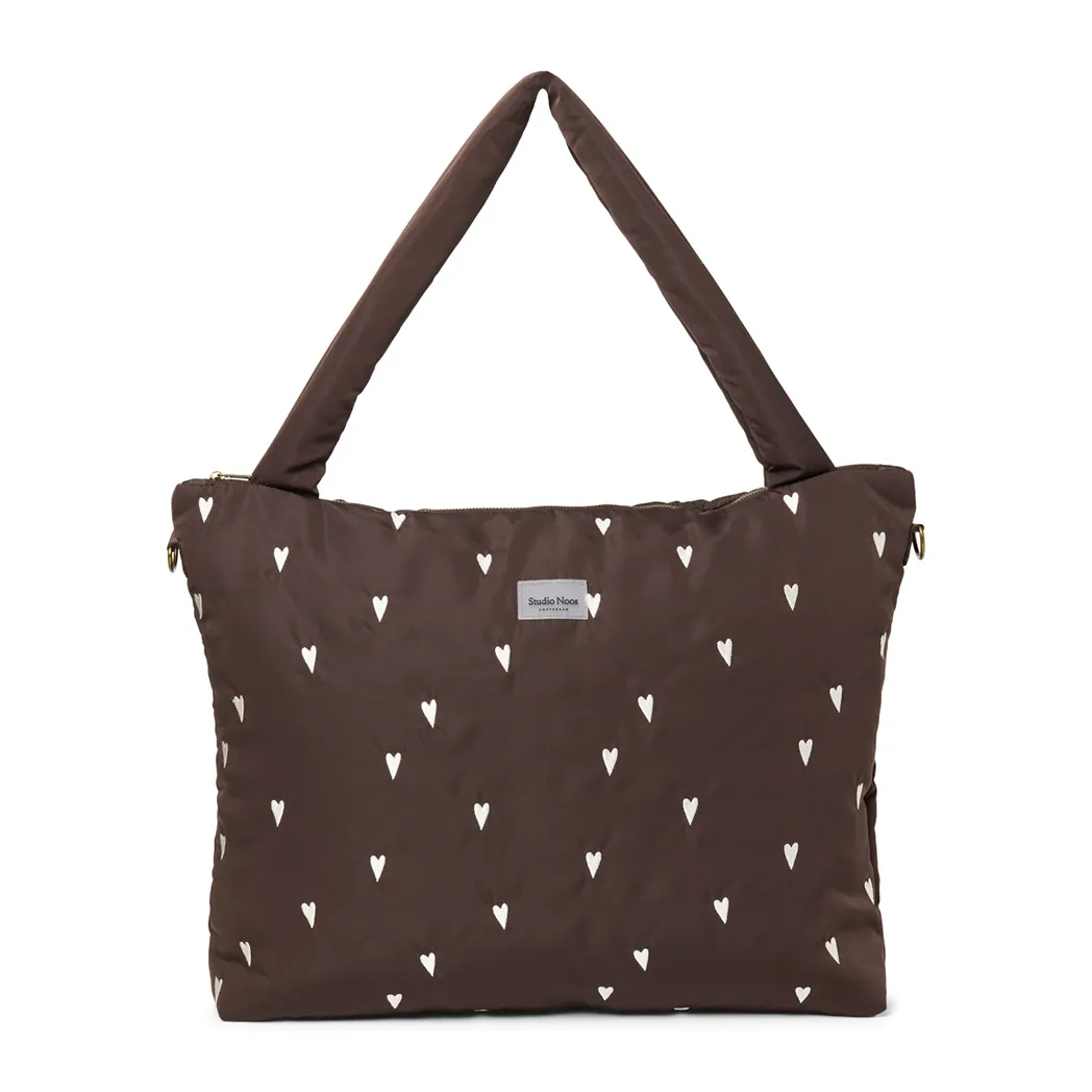 Wickeltasche "Diaper Bag" Puffy Brown Hearts
