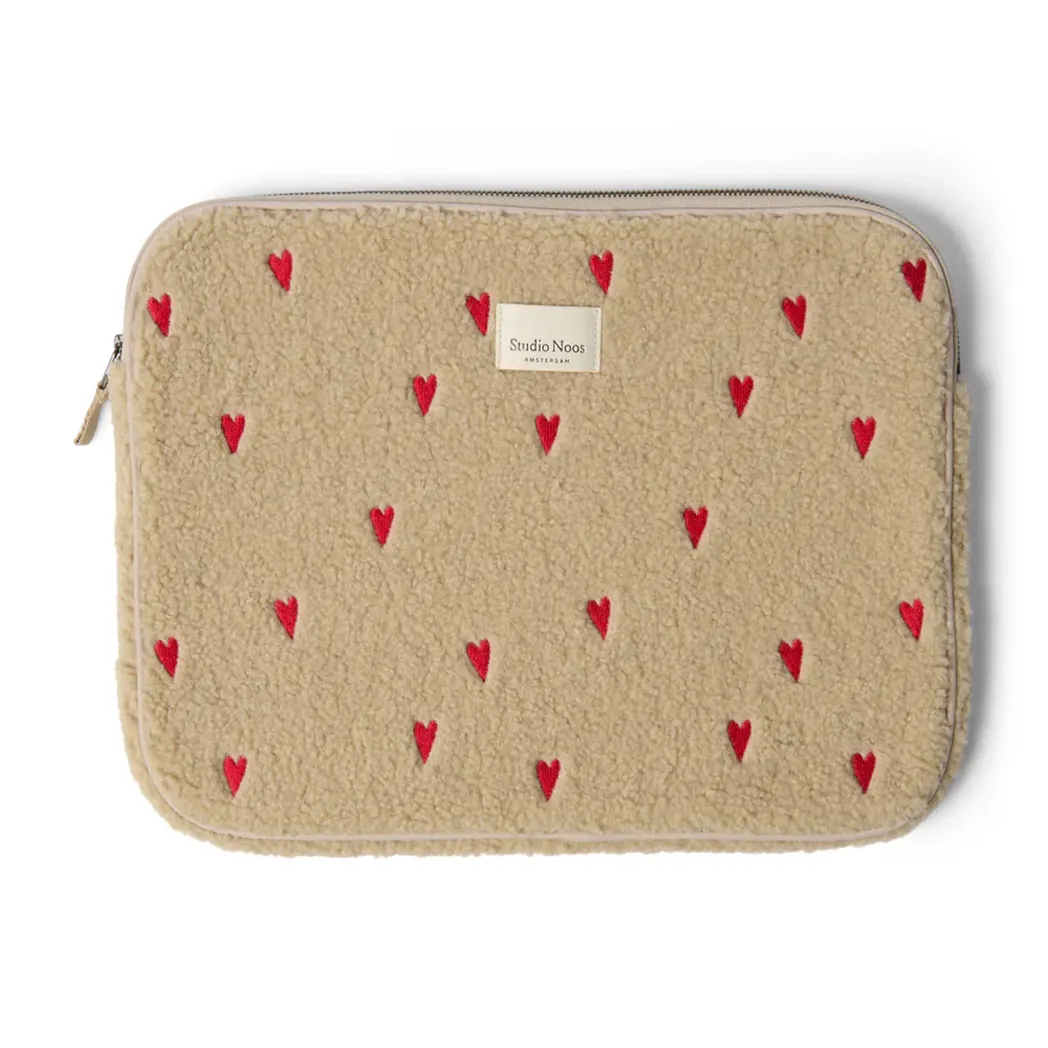 Laptop Hülle Teddy Hearts Ecru 15 Zoll