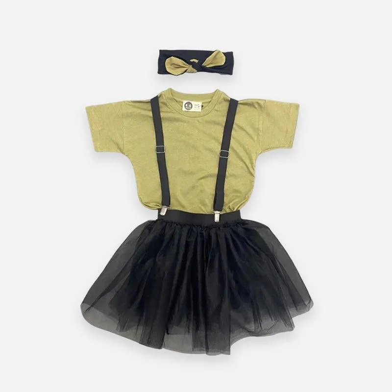 Latzrock + T-Shirt Set- Olive
