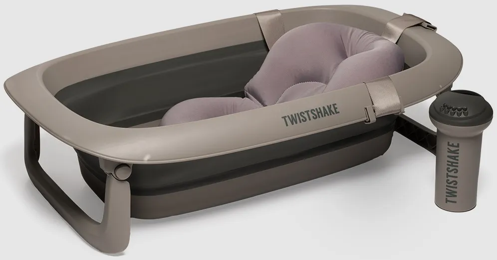 Twistshake Badewannen - Set mit Kissen und Badebrause grey