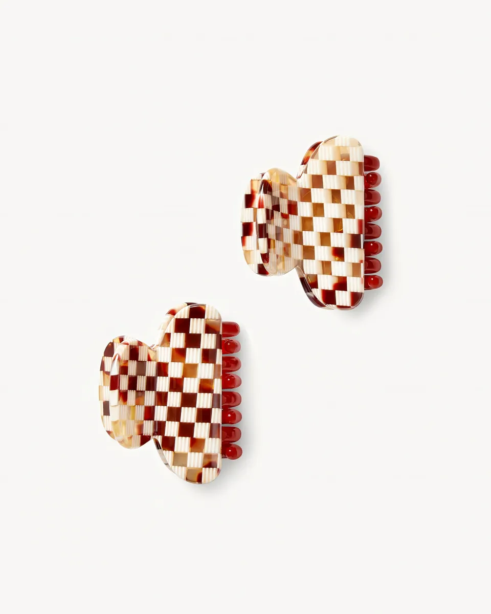 Machete Haarklammer Twin Tortoise Checker