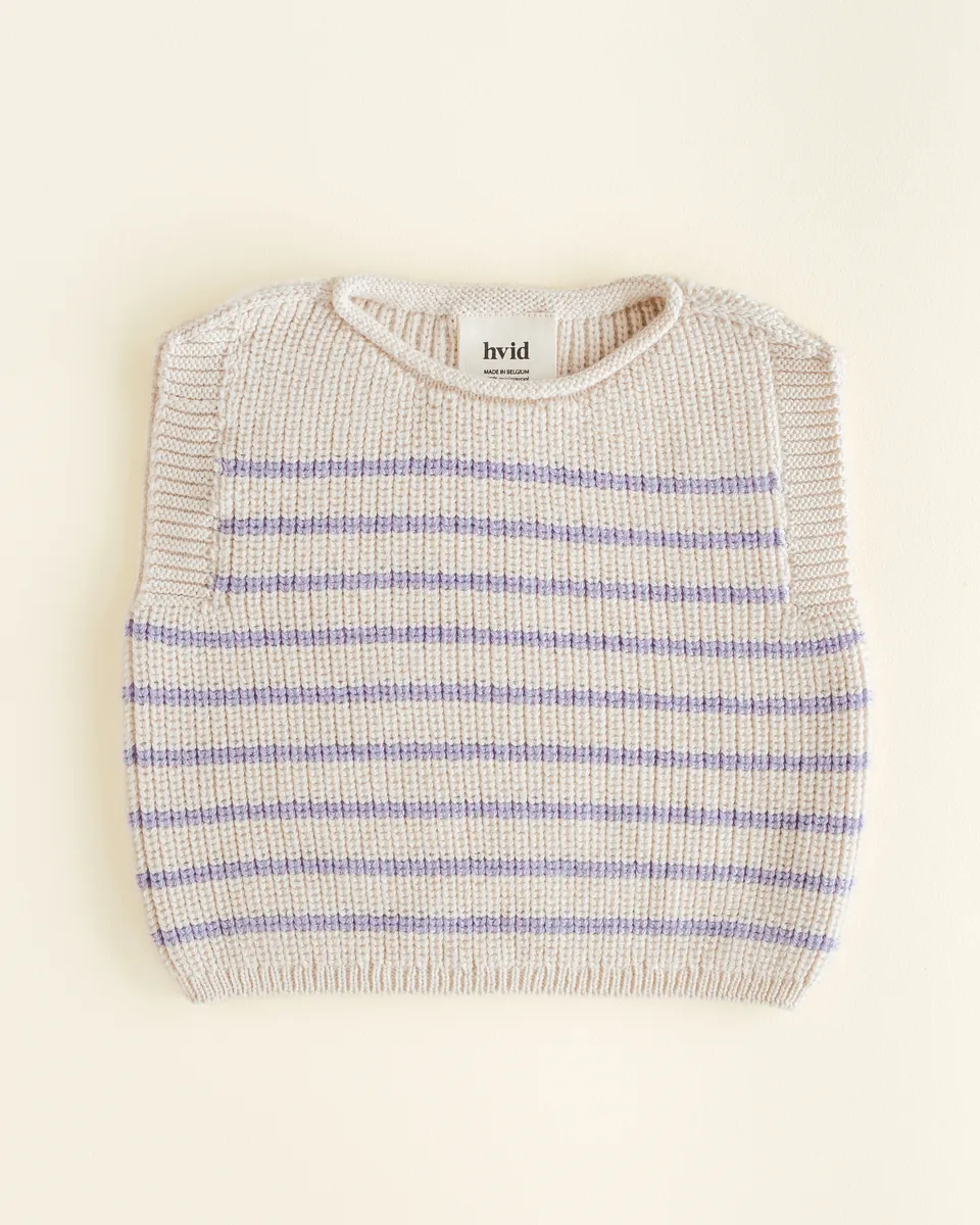Hvid Strick-Weste Baby "Harvey" | Cream / Lilac