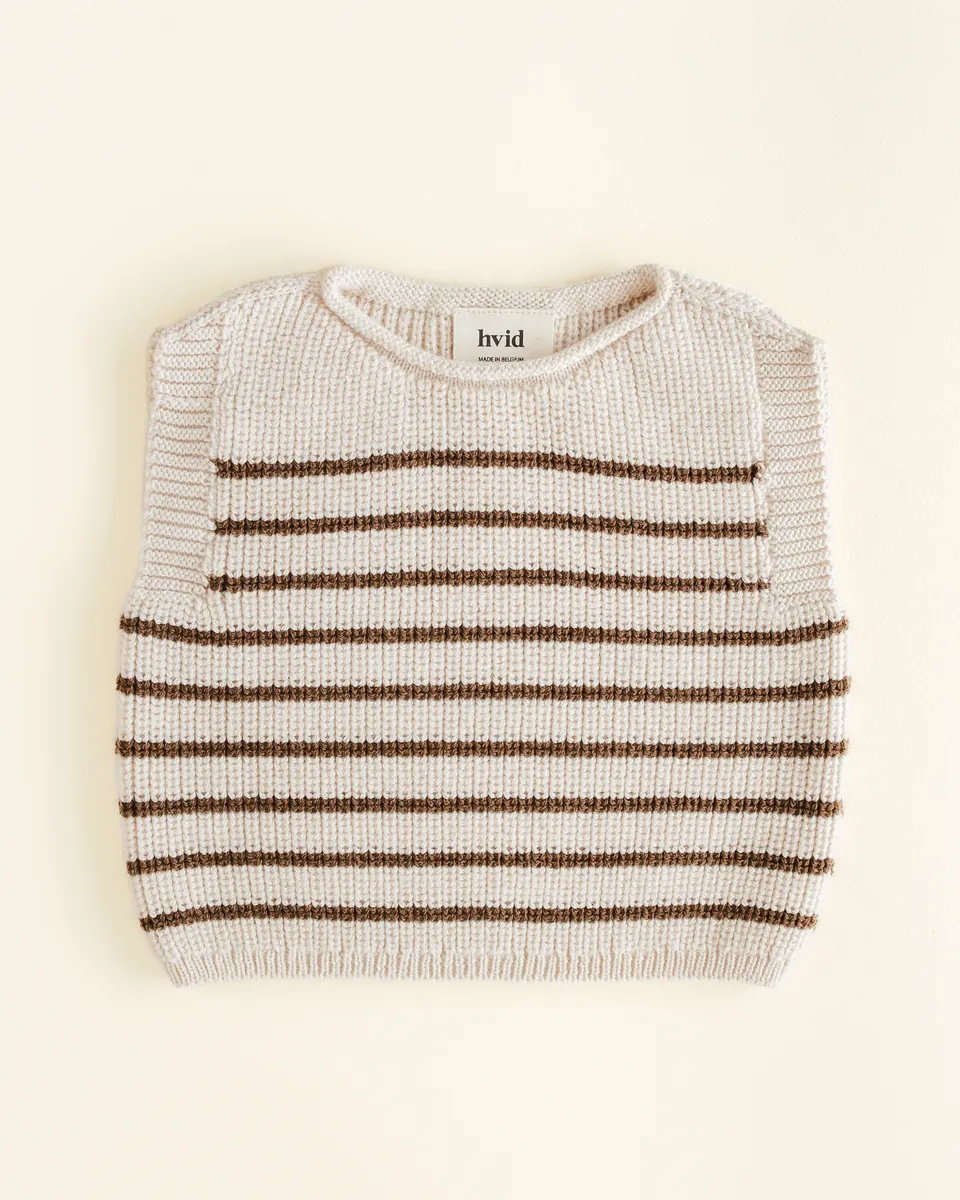 Hvid Strick-Weste Baby "Harvey" | Cream / Mocha