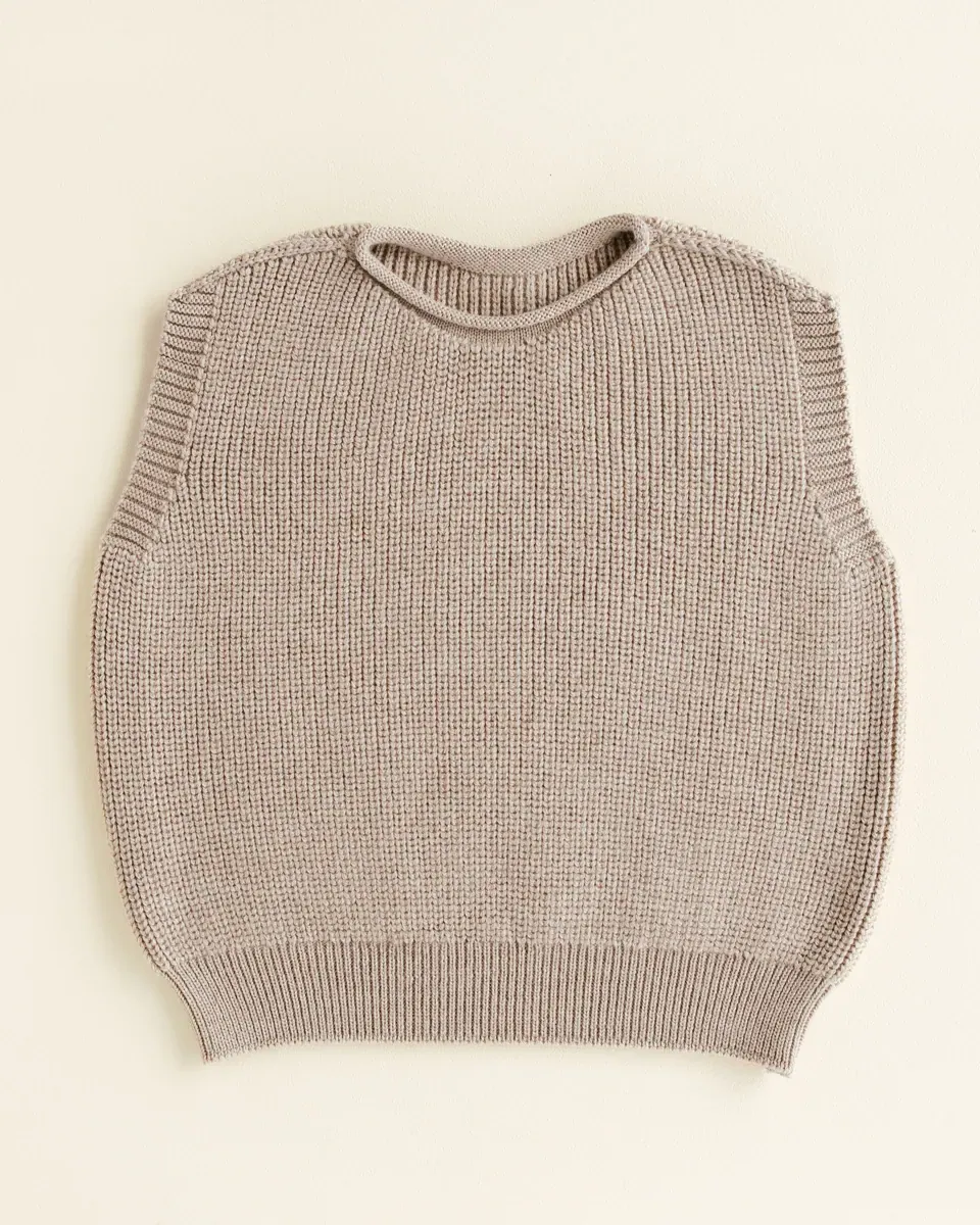 Hvid Kinder Strick-Weste "Harvey" Sand
