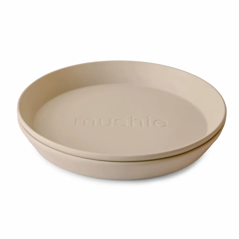 Mushie Runder Kinderteller| 2er Set Vanilla