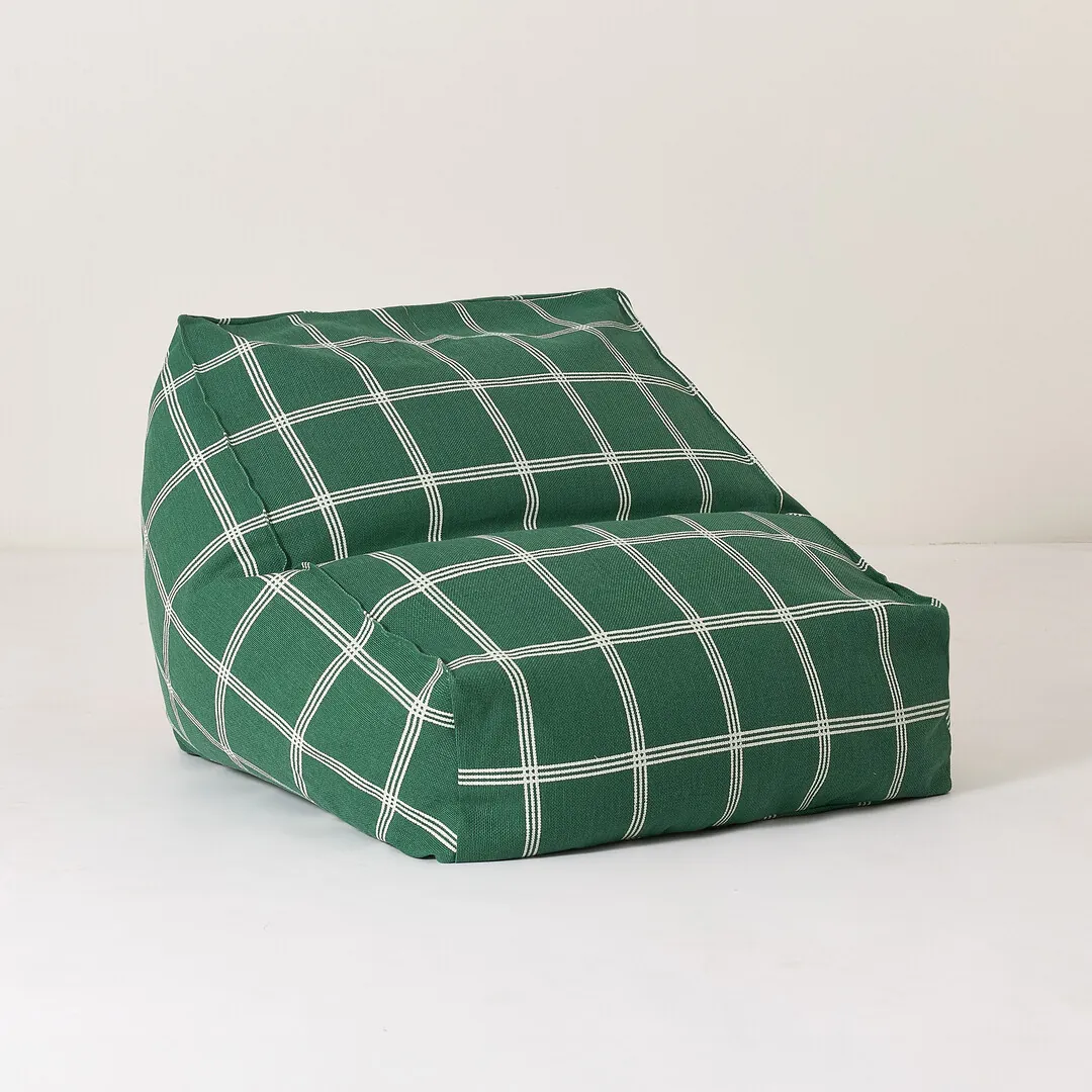 Nobodinoz Sitzsack-Sessel Vibes 68x60x40 | Grün-Weiss Fensterkaro