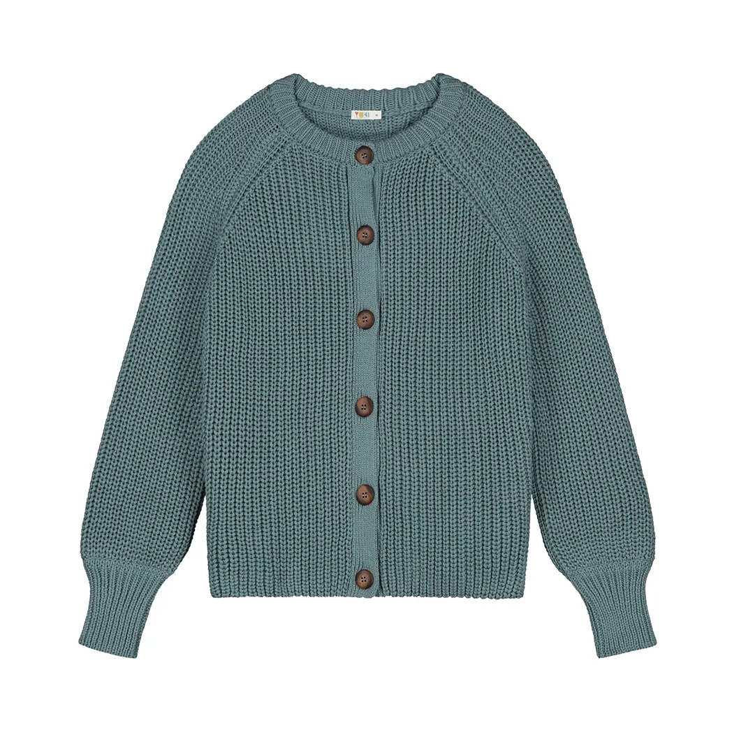 Frauen Strick Cardigan Raglan Stone Blue