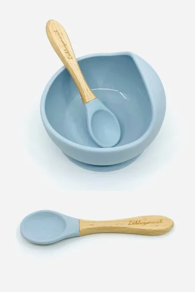 Essschüsselchen mit Löffeli Lieblingsmensch graublau