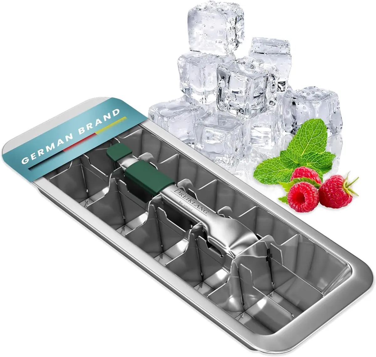 Eiswürfelform aus Edelstahl mit Hebelgriff, Hebel mit Komfortgriff