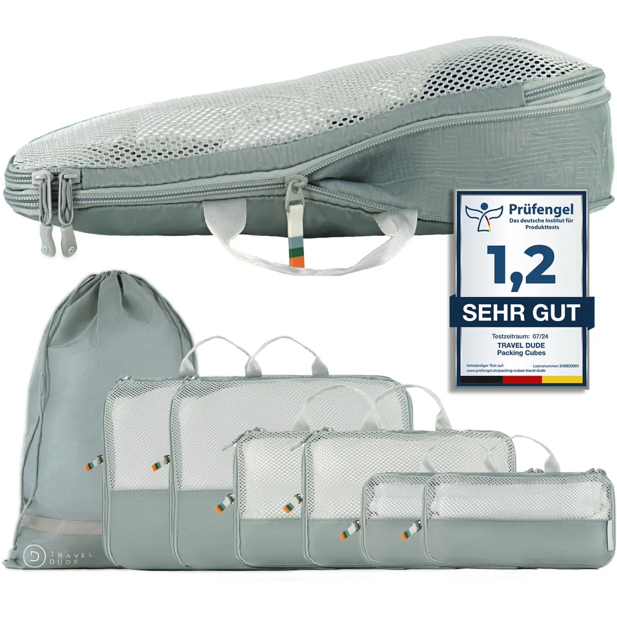 7-teiliges Packwürfel-Set, 7-teiliges Set Stahlblau