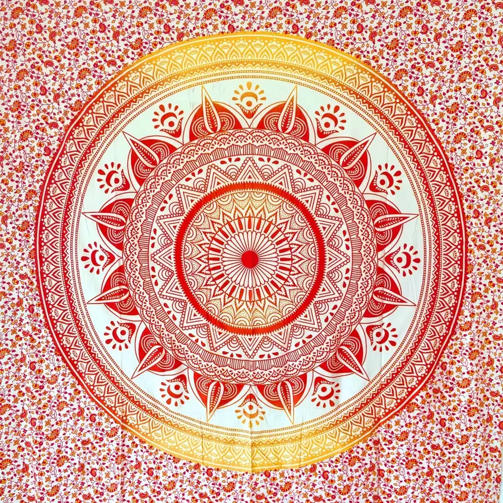 Strandtuch XXL Sandfrei mit Mandala-Motiv, Gelb 210 x 230 cm