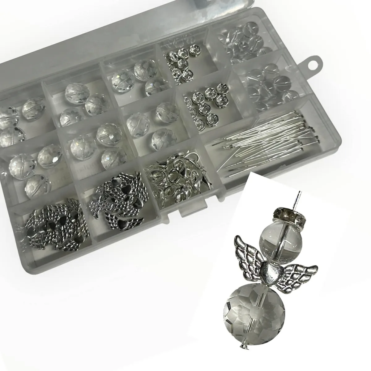 18 bedampfe Glasengel mit Bergkristallköpfen Engel Bestseller(B15)