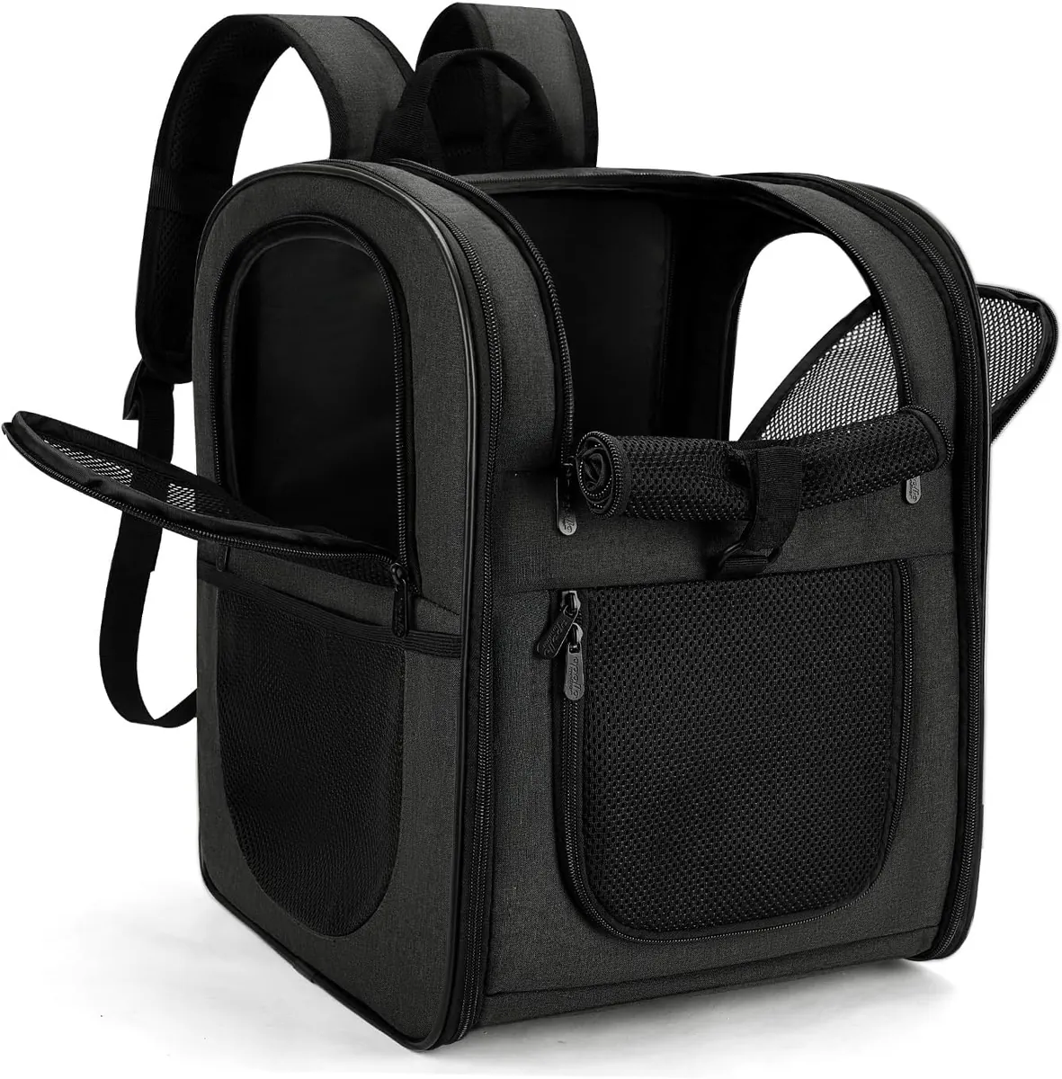 Falzbarer Haustier-Rucksack bis 12 kg, Schwarz-a