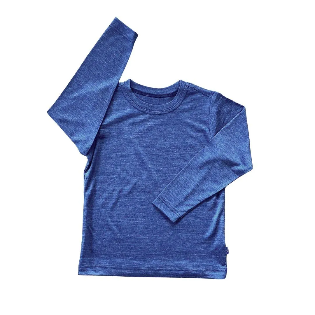 Shirt royal blau uni, Merinowolle & Seide (bio/GOTS)