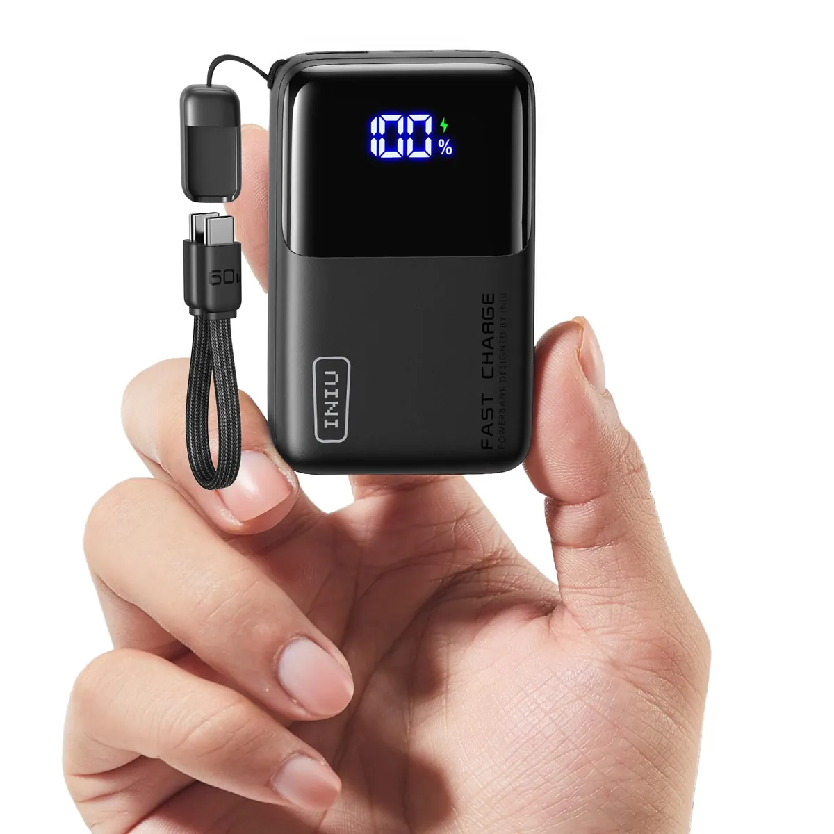 Mini Power Bank mit Schnellladefunktion, Schwarz