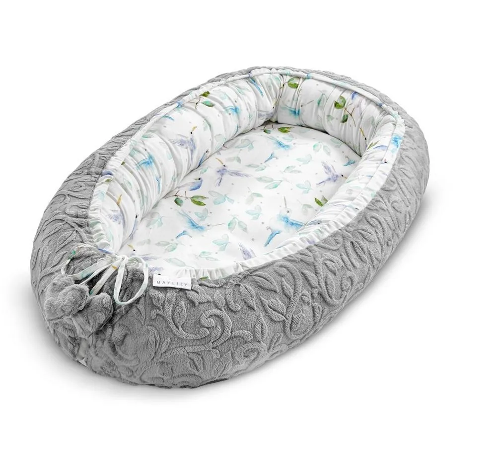 Babynest Premium Luxe Heavenly Birds Grey
