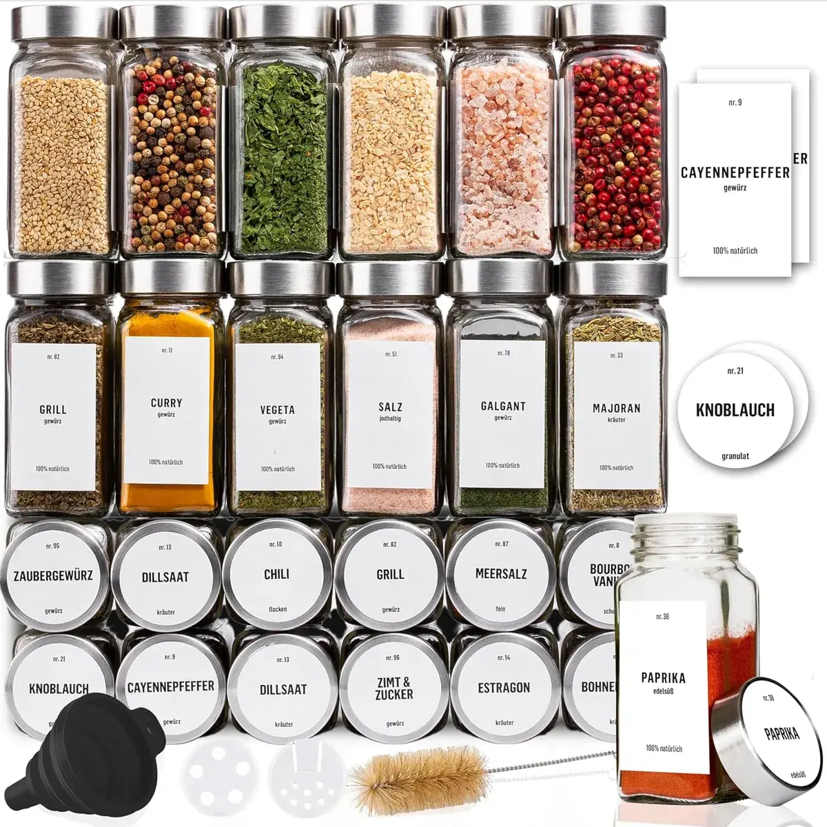 Gewürzgläser-Set mit Schraubkappe, 24er Set - Weiss