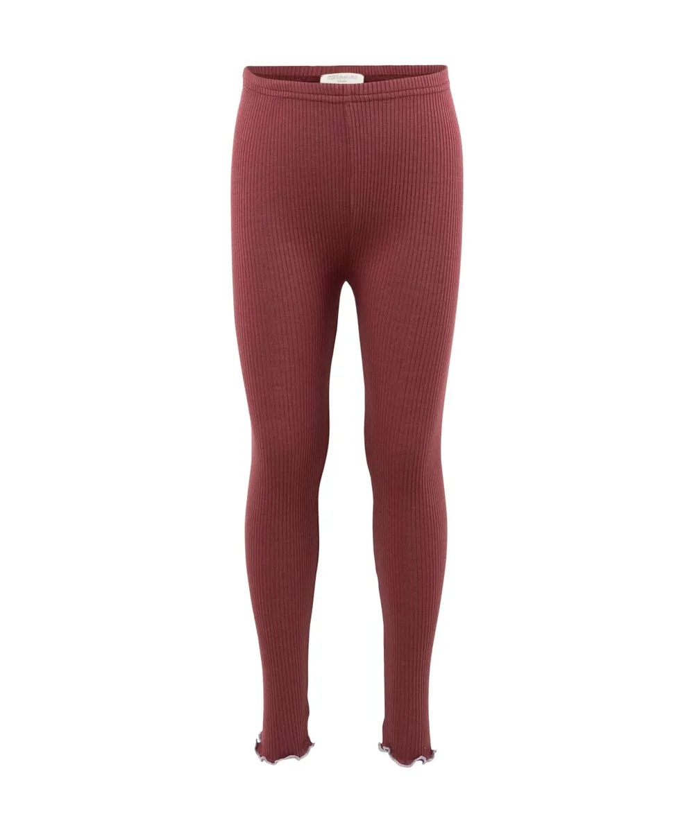 minimalisma • Bieber Frill Leggings Seide 0-6 Jahre pomegranate with mauve