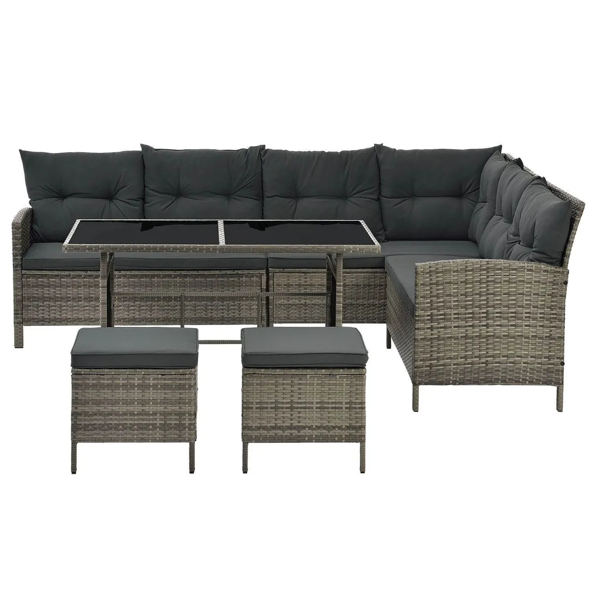 Polyrattan Lounge Manacor Gartenmöbel-Set Grau-meliert/Grau