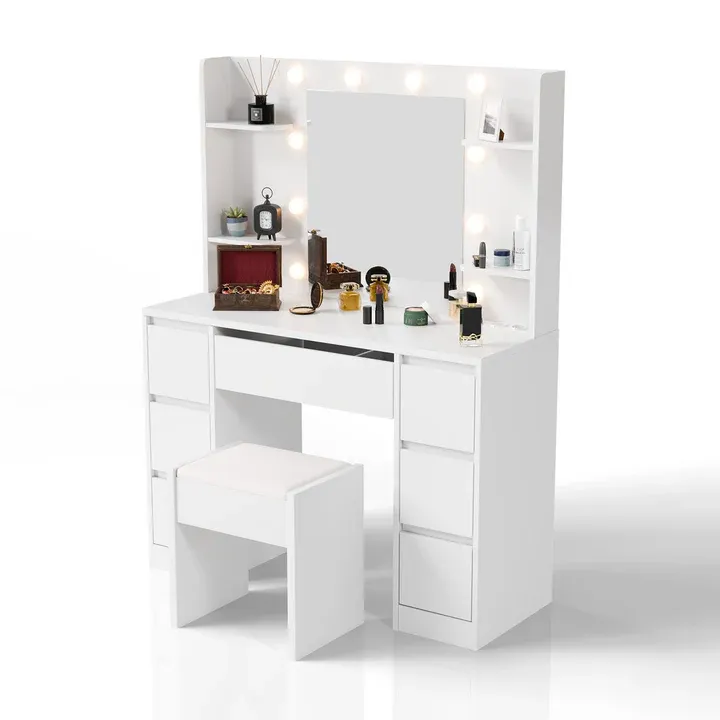 Schminktisch mit Spiegel Malia mit Hocker Melly