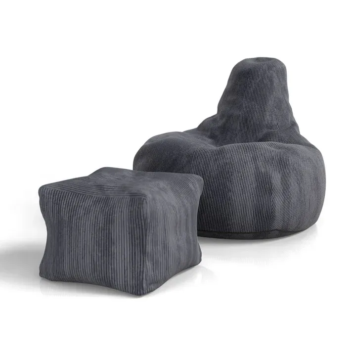 Sitzsack Chillex L mit Hocker Cord Sessel Dunkelgrau