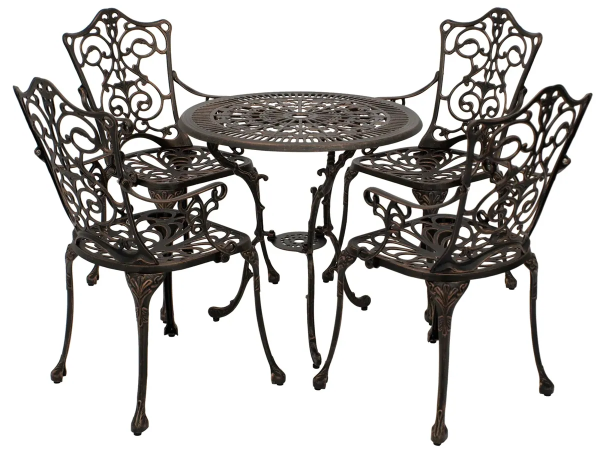 Bistroset Sitzgruppe LUGANO 5-teilig, Aluguss bronze antik