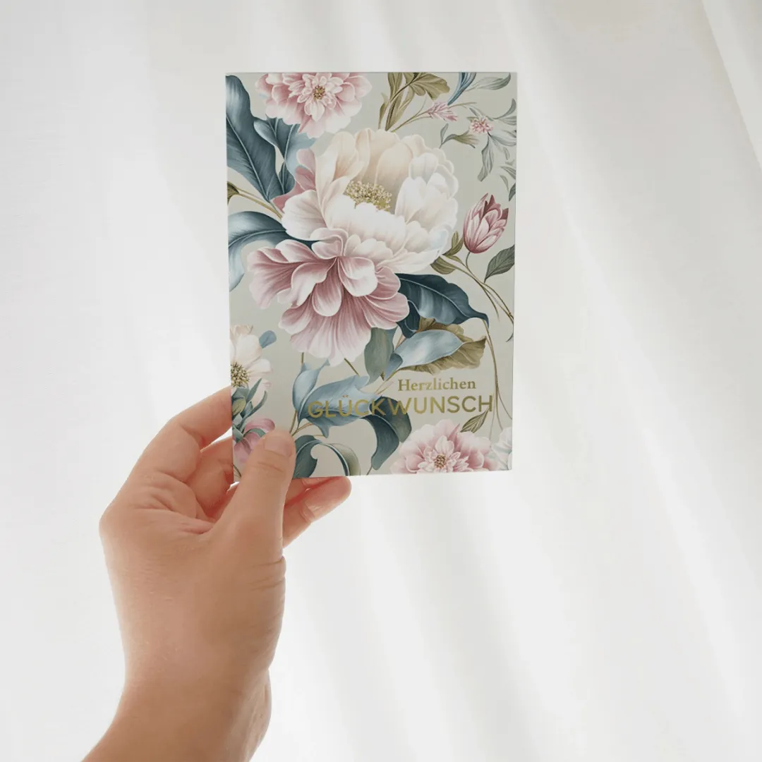 Glückwunschkarte Herzlichen Glückwunsch - Blumen