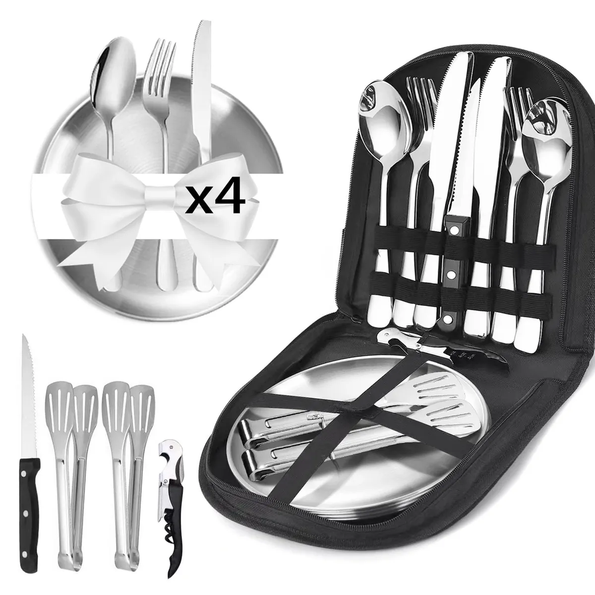 Camping Geschirr- und Besteckset, 4