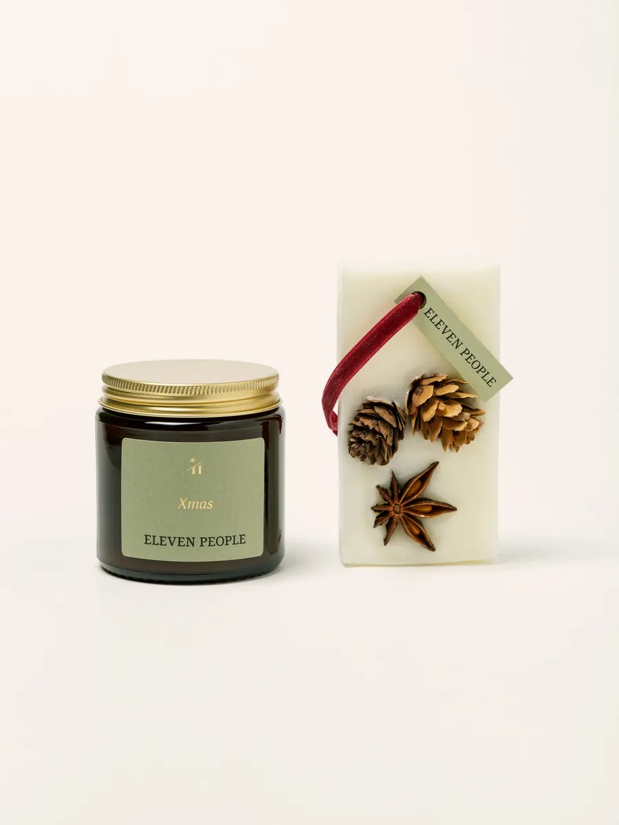 Weihnachtsgeschenkset Kerze + Kleiderschrankerfrischer