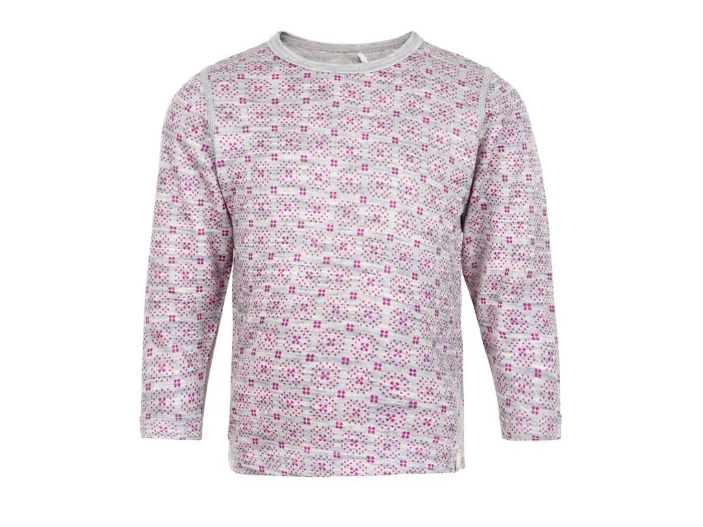 CeLaVi Langarm-Shirt Wolle/Bambusviskose - grau/pink
