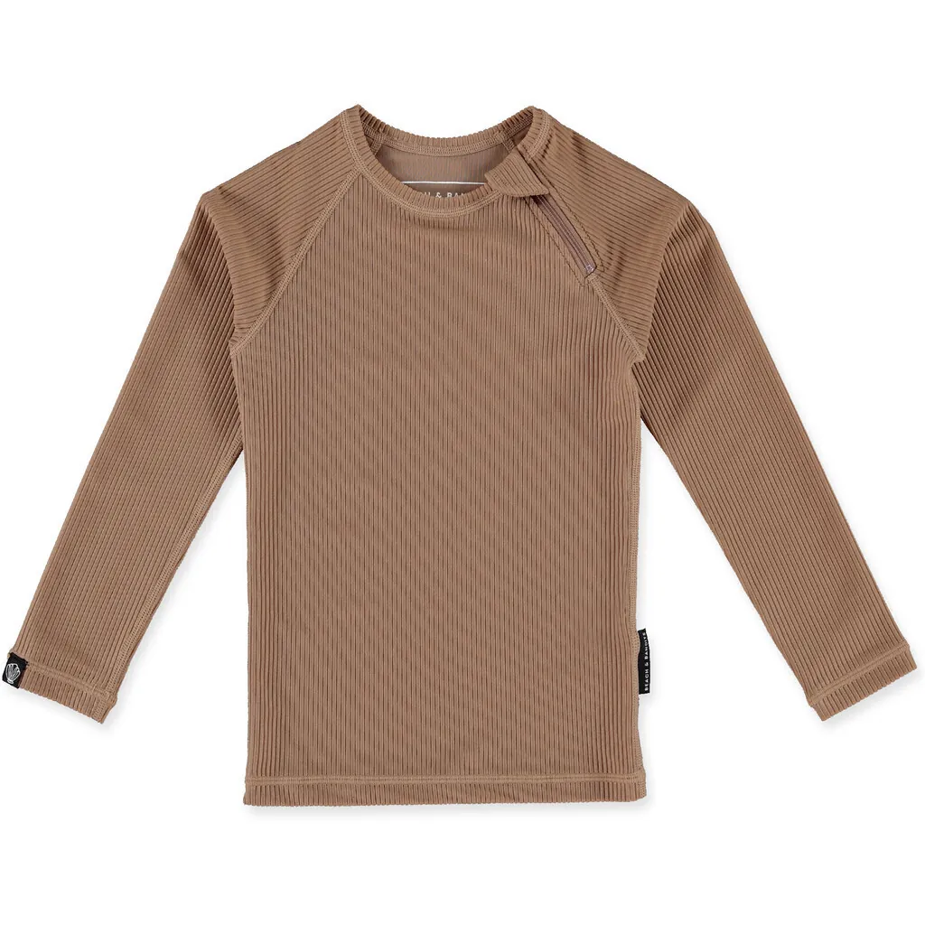UV Badeshirt Ribbed Chocolate