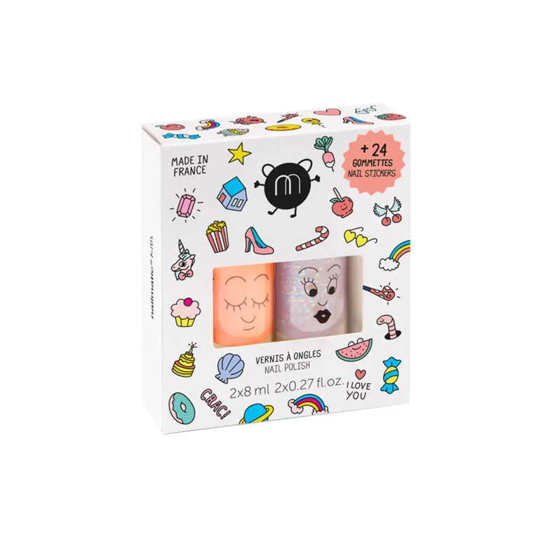 Nailmatic Nagellack "Crac" 2-er Set mit Sticker | Flamingo Polly