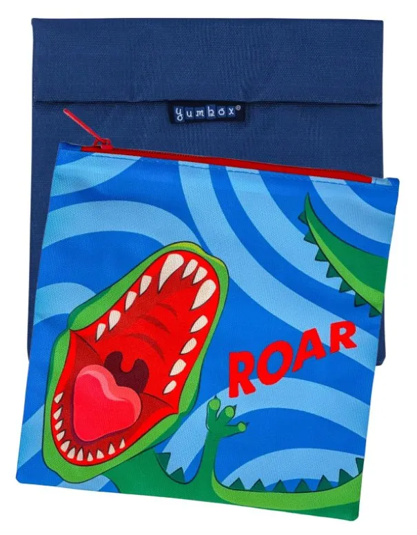 Yumbox Sandwischtasche mit Reissverschluss und Klettverschluss Doppelpack - Navy / Dinosaurier