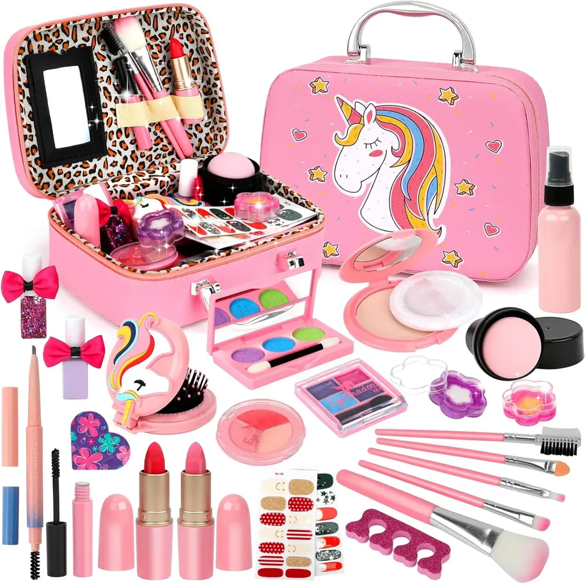 Abwaschbares Kinderschminke-Set in Schminkkoffer, Rosa