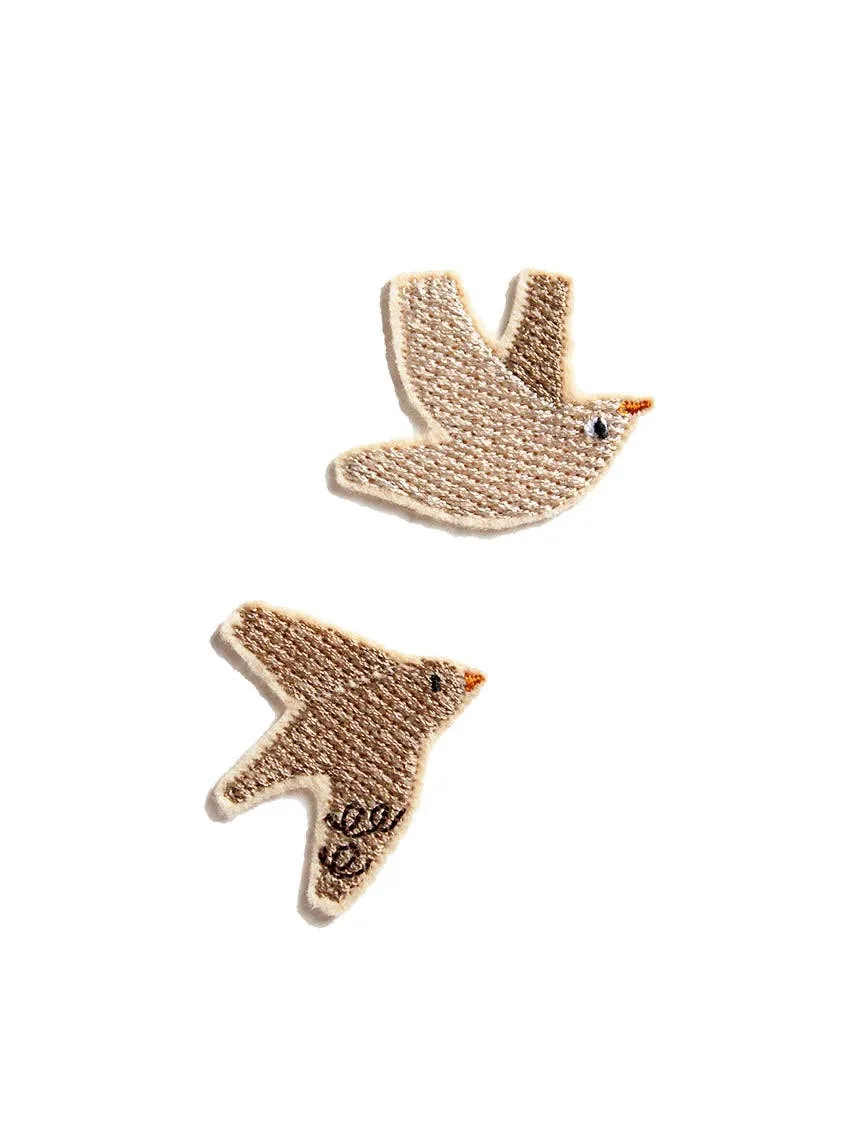 Halfbird Aufnäher SET "beiger Vogel" | Bügelflicken