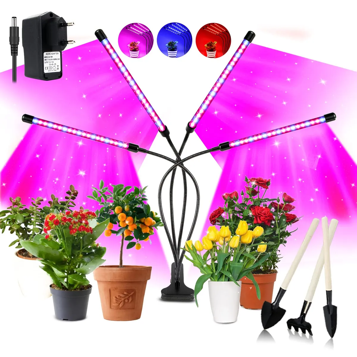 LED Pflanzenlampe, 4 Köpfe
