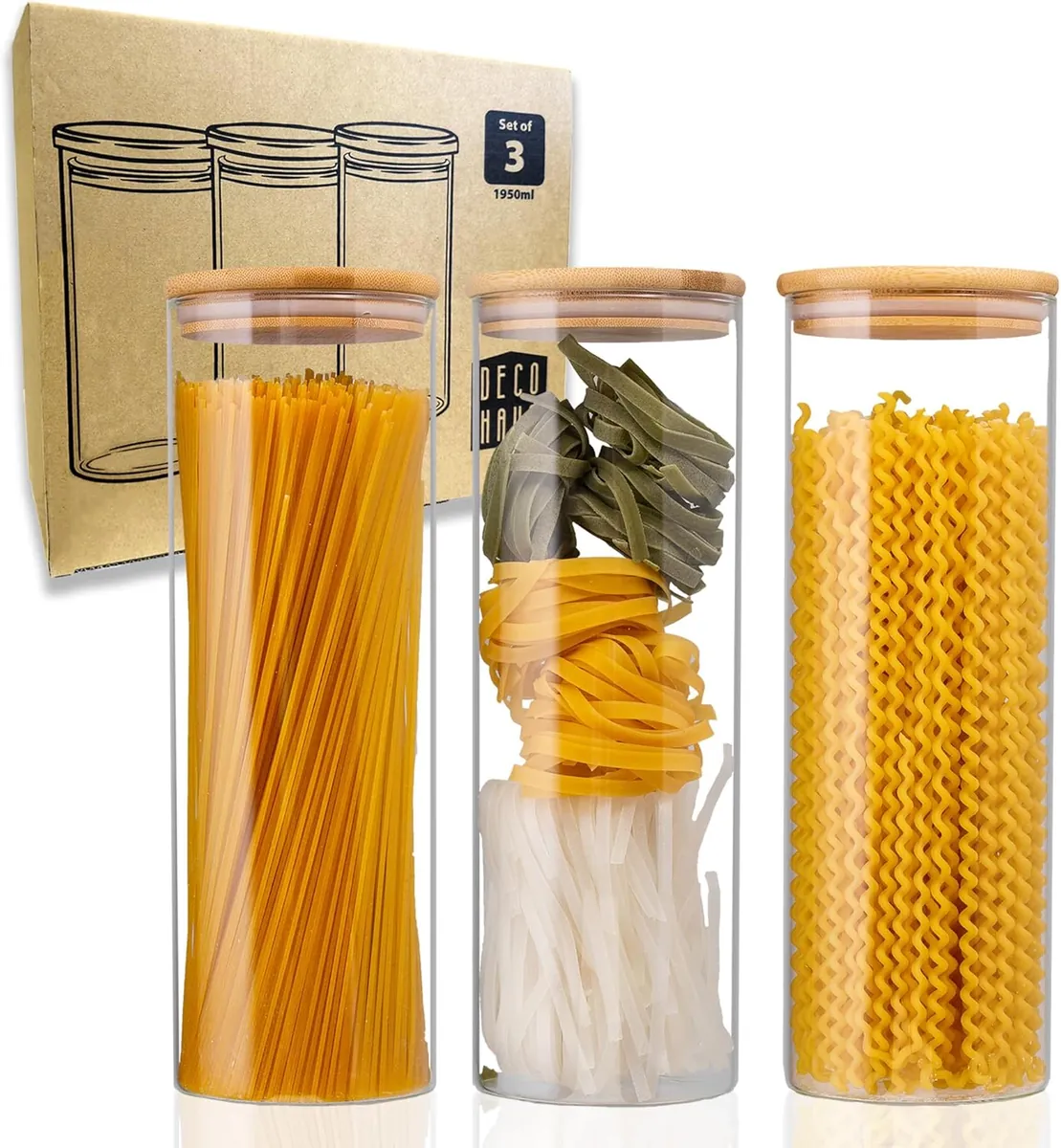 3-teiliges Spaghetti Vorratsglas-Set (1950 ml), 3er Set 1950ml für Spaghetti