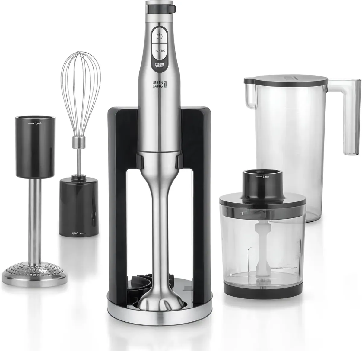 6-teiliges Stabmixer-Set mit Zubehör, Stabmixer Set 6 Teilig - 1200W