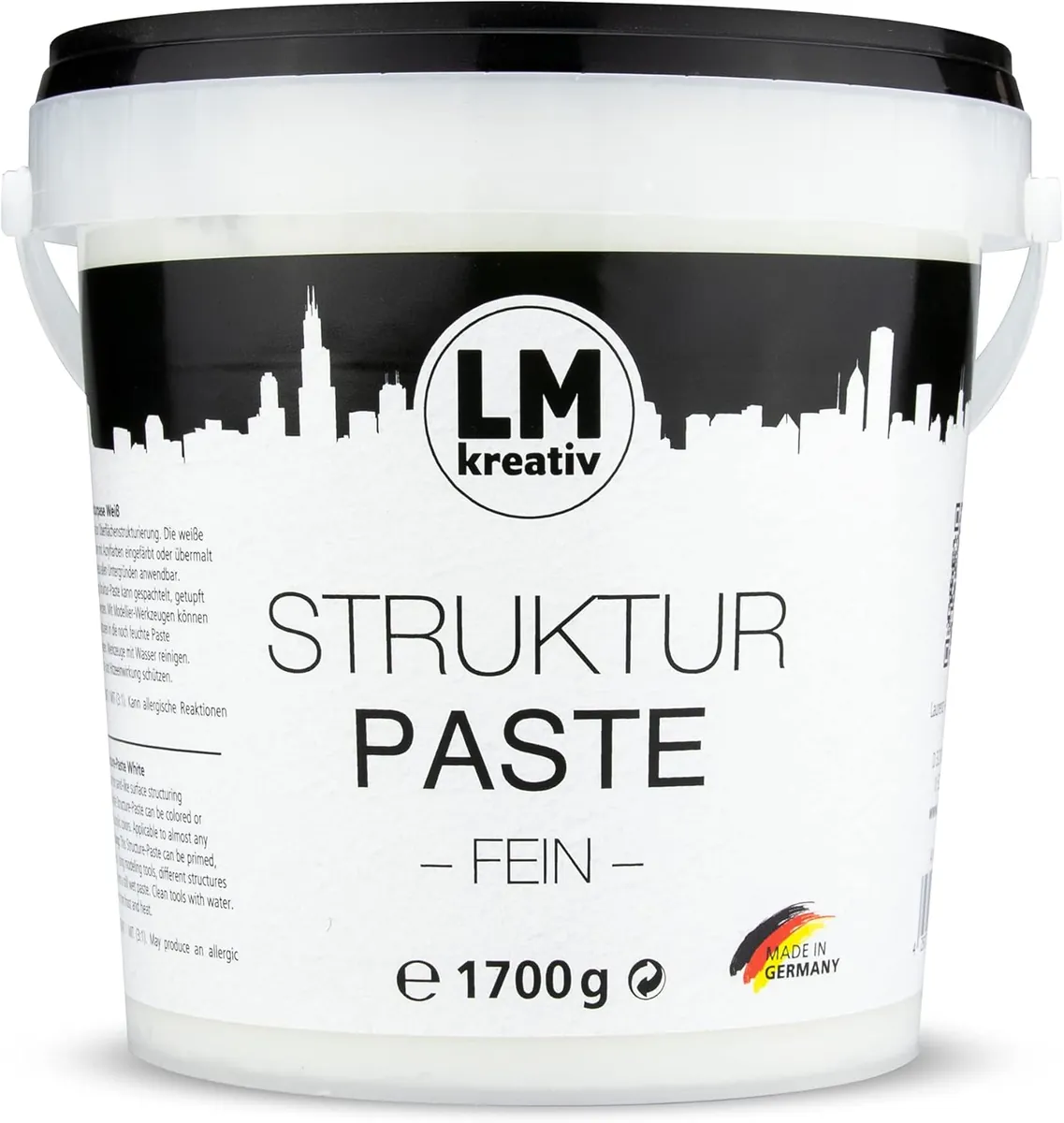 Strukturpaste fein für Acrylmalerei, Weiß fein1,7 kg Eimer