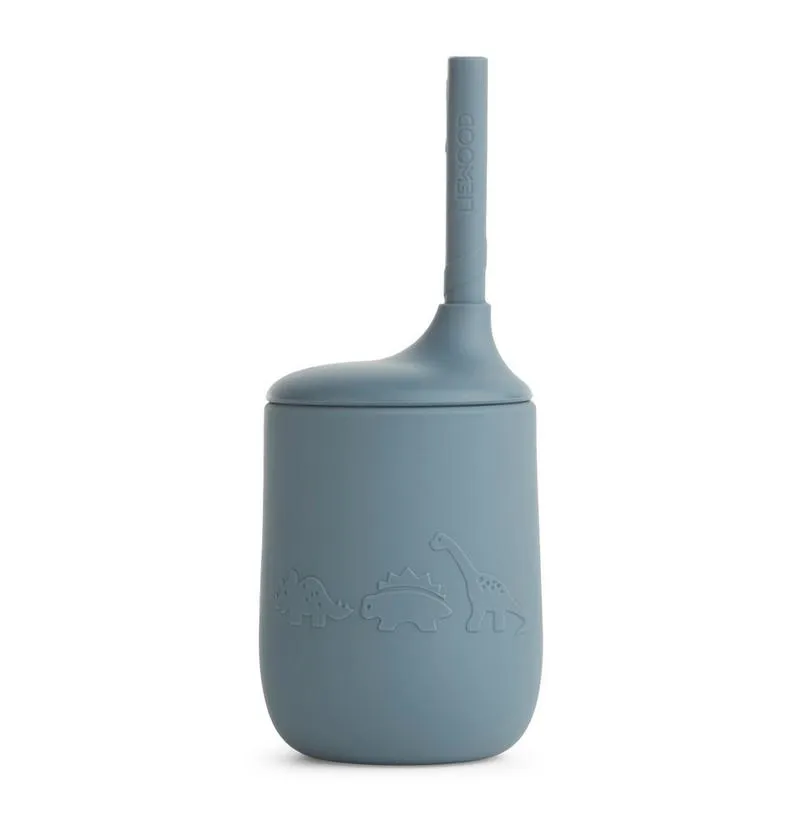 Ellis Strohhalm Becher Dino Whale Blue