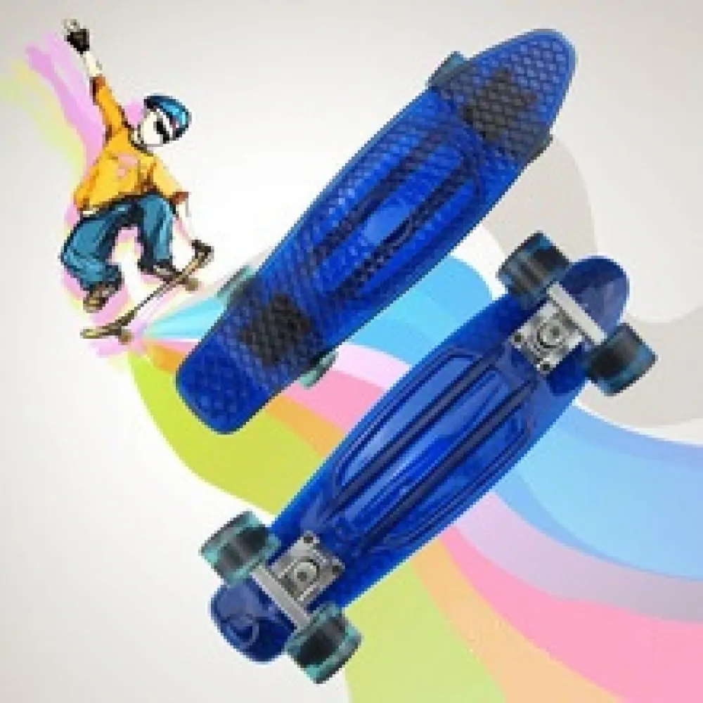 Skateboard 22" Fish Style - blau transparent