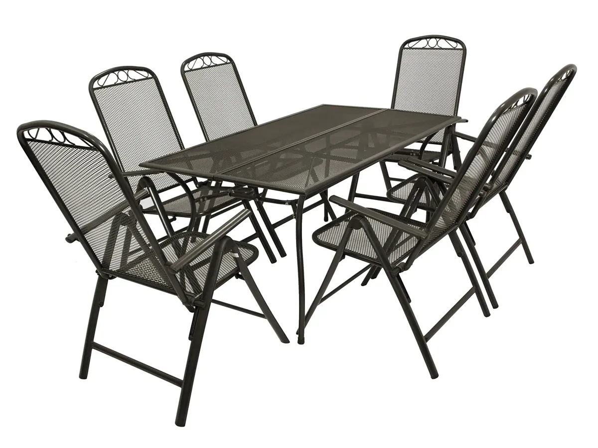 Sitzgruppe Garnitur CLASSIC 7-teilig, Streckmetall anthrazit