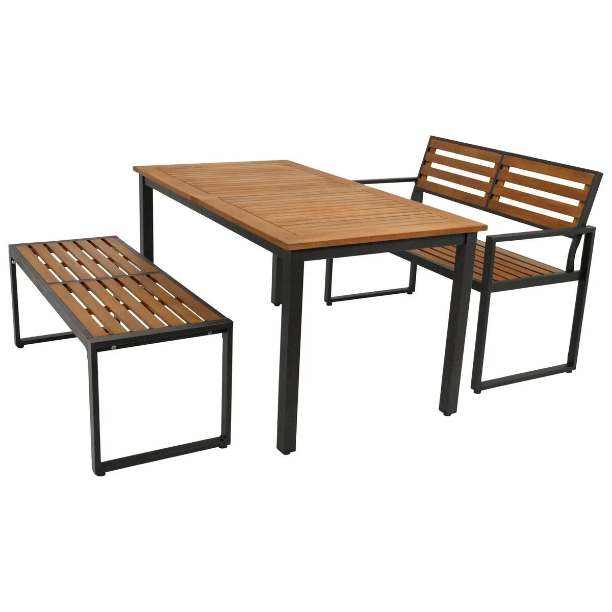 Gartengarnitur RAGUSA 3-teilig, Stahl + Akazie geölt, FSC®-zertifiziert
